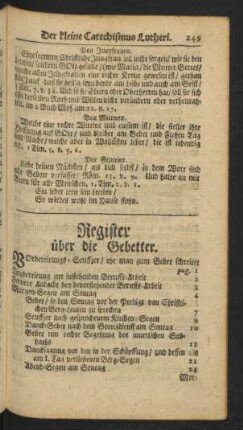 Register über die Gebetter
