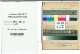 Entnazifizierung Elisabeth Schneider , geb. 09.12.1904 ()