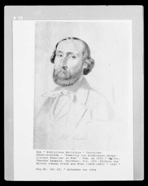 Deutsches Künstleralbum: Sammlung von Bildnissen Germanischer Künstler in Rom — fol. 103: Bildnis des Malers Johann Grund aus Wien (1808-1887)