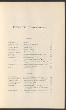 Índice del tomo primero