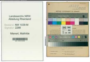 Entnazifizierung Mathilde Mienert , geb. 09.12.1921 (Angestellte)