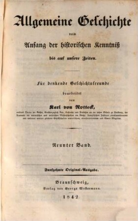 Allgemeine Geschichte vom Anfang der historischen Kenntniß bis auf unsere Zeiten : für denkende Geschichtsfreunde, 9