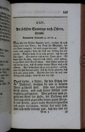 XXIV. Am sechsten Sonntage nach Ostern, Exaudi.