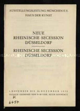 Katalog einer Ausstellung der Düsseldorfer Secession in München 1950