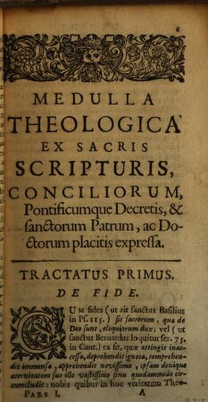 Medulla Theologica Ex S. Scripturis, Conciliorum Pontificumque Decretis, Et Sanctorum Patrum ac Doctorum placitis expressa. 1