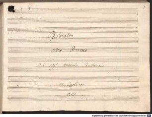 Armida, Excerpts, V (6), orch - BSB Mus.ms. 505 : Rinaldo // Atto Primo // Del Sig. r Antonio Sacchini // in Londra // 1780. // [cover title:] RINALDO // ATTO. I.