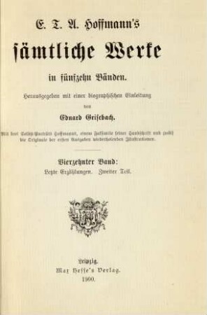 Bd. 14: E. T. A. Hoffmann's sämtliche Werke