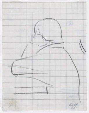 [o.T.]. Sitzende Frau im Profil