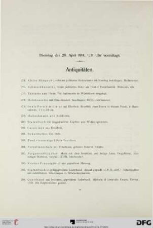 Antiquitäten (Nr. 274-395)