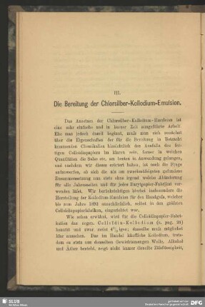 III. Die Bereitung der Chlorsilber-Kollodium-Emulsion