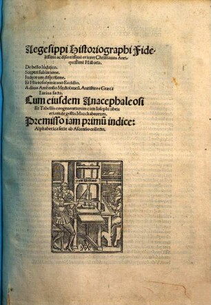 Historia. De bello iudaico. Sceptri sublatione. Iudaeorum dispersione. Et Hierosolymitano Excidio