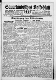 Sauerländisches Volksblatt : aeltester Anzeiger des Sauerlandes : ueber 100 Jahre Heimat- und Kreisblatt im Kreise Olpe : Tageszeitung für Politik, Unterhaltung und Belehrung