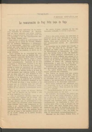 La reencarnación de Fray Félix Lope de Vega : Firmas españolas