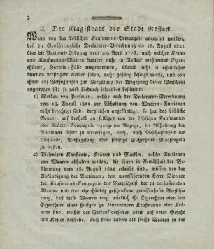 II. Des Magistrats der Stadt Rostock.