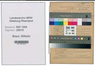 Entnazifizierung Wilhelm Braun , geb. 23.01.1898 ()
