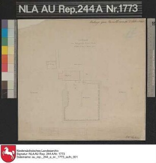 Lage des Platzgebäudes KLOSTER ALAND Kolorierte Zeichnung von NN. Papier auf Leinen Format 33,0x31,5 M 1:970