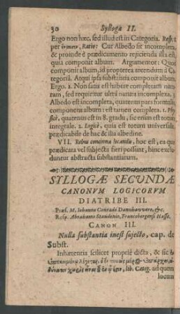 Syllogae Secundae Canonum Logicorum