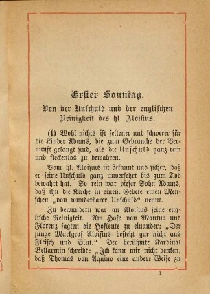 Aloisius-Büchlein : Betrachtungen für die sechs Sonntage und einer neuntägigen Andacht, 5