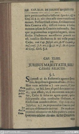 Cap. XLIII. De Iuribus Maiestatis Soli Caesari Relictis