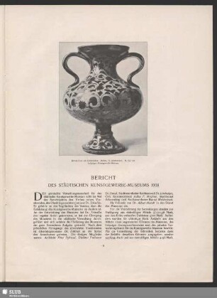 Bericht des Städtischen Kunstgewerbe-Museums 1908