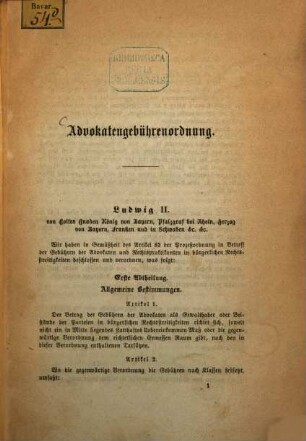 Advokatengebührenordnung (für ganz Bayern)
