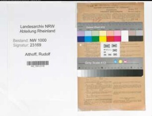 Entnazifizierung Rudolf Althoff, geb. 02.06.1907 (Bankangest.)