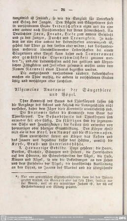 Allgemeine Anatomie der Säugethiere und Vögel