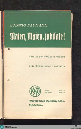 Maien, Maien, jubilate : für Männerchor a cappella