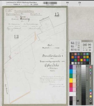 Opherdicke (Holzwickede), Zusammenlegung Opherdicke, Brouillonkarte 1 Dellwig Flur 13 u. 15