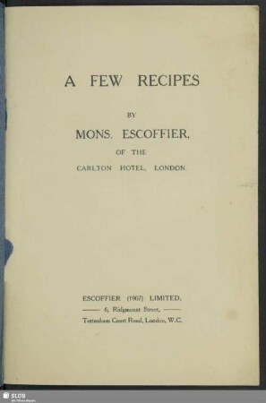 A few recipes : by Mons. Escoffier
