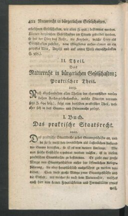 II. Theil. Das Naturrecht in bürgerlichen Geselschaften; Praktischer Theil