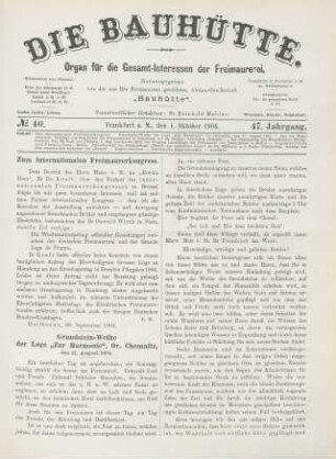 No. 40. Frankfurt a. M., den 1. Oktober 1904. 47. Jahrgang.