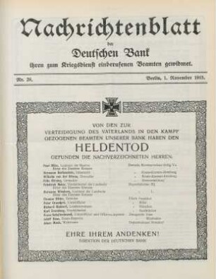 26.1915: Nachrichtenblatt der Deutschen Bank