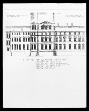 Paris, Louvre, Aufriss der Fassade am Quai des Tuileries