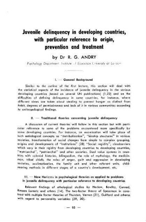 93-97, Juvenile delinquency in developing countries with particular reference to origin, prevention and treatment
