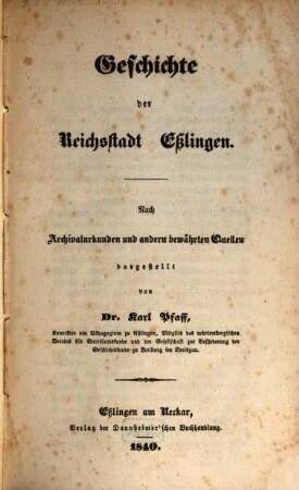 Geschichte der Reichsstadt Eßlingen