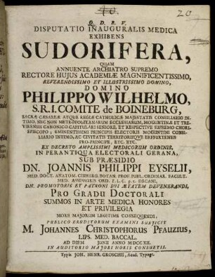 Disputatio Inauguralis Medica Exhibens Sudorifera