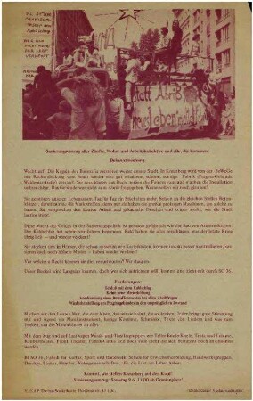 Flugschrift: Sanierungsumzug aller Zünfte, Wohn- und Arbeitskollektive und alle, die kommen! 1979