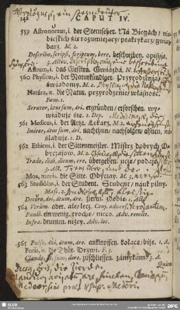 Caput V. De Rebus Domi : Caput V. Von de Sachen im Hauß; O Rzeczach Domowych