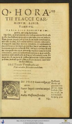 QUINTI HORATII FLACCI CARMINUM LIBER TERTIUS