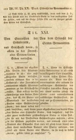 Tit. XXI. Von dem Erbrecht der Seiten-Verwandten