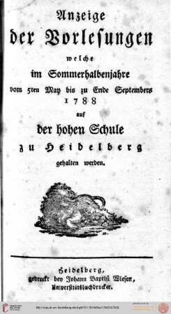 Sommersemester 1788