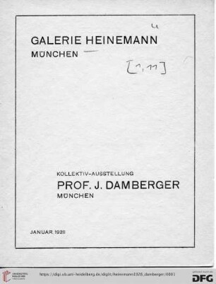 Kollektiv-Ausstellung Prof. Damberger, München : Januar 1928