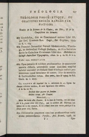 147-167, Théologie Paroénetique, ou Orateurs Sacrés Rangés par Nations