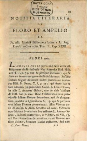 L. Annaei Flori Epitome Rerum Romanarum