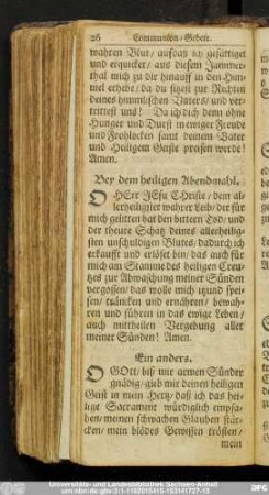 Bey dem heiligen Abendmahl.