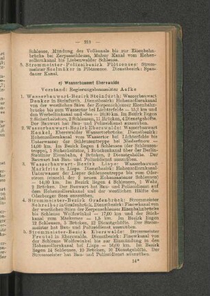 e) Wasserbauamt Eberswalde
