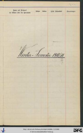 [fol. 344] Wintersemester 1910/11