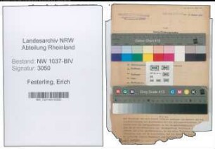 Entnazifizierung Erich Festerling , geb. 10.07.1897 (Telegr.Inspektor)