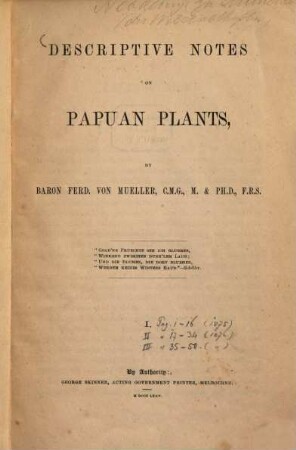 Descriptive Notes on Papuan Plants. I